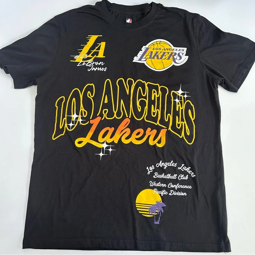 NBA Black and Yellow Los Angeles Lakers Short Sleeve Tee - Picture 1 of 6